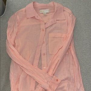 Michael Kors Coral Sheer Button-Up Blouse